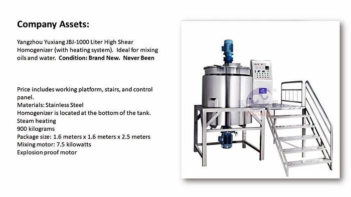 Used UNUSED - 1,000 LITER GUANGZHOU YUXIANG MIX KETTLE - 316L S/S - JKTD.