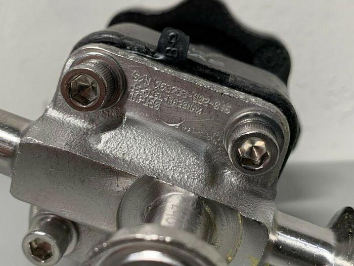 Used ITT Pure-Flo .5-316L-RA201163 Diaphragm Valve, w/ Three 1" Sanitary Fittings