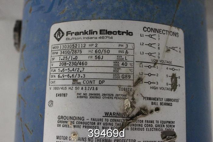 Used Goulds NPE 1x1-1/4x6 Pump, with 2 HP Motor, Cat. No 1ST12035 #39469