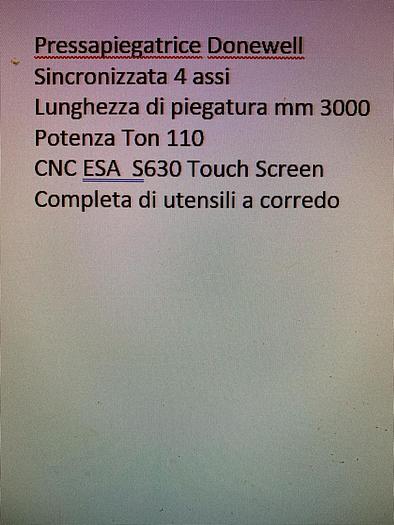 Used DONEWELL 3000mm x 110t Press Brake (Used) #4980