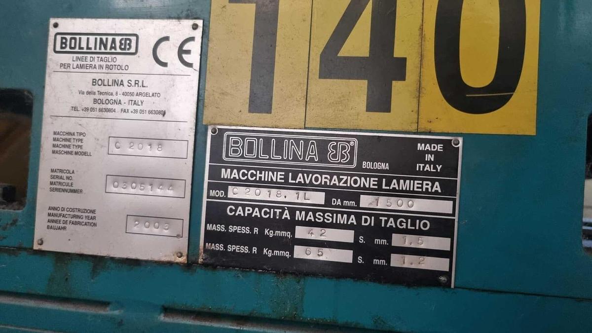 Used  BELGIUS 1500x1.5/2mm Multi-Blanking Line #4921