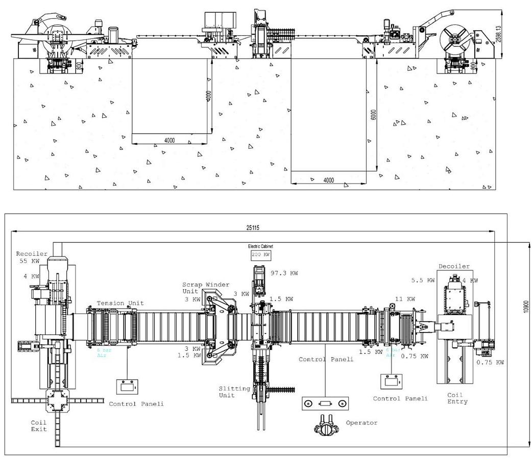 New F&P 1550x3.5mm / 15ton Slitting Line