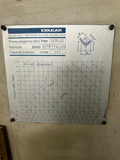 Used  COLGAR 3000mm x 100t Press Brake (Used) #0041