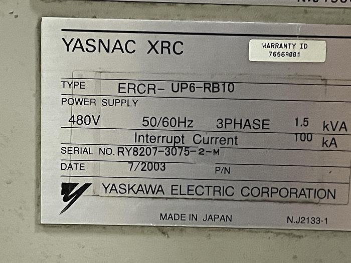 Used MOTOMAN ARCWORLD WELD CELL W/ INDEX TABLE AND UP6 ROBOT WITH XRC CONTROL
