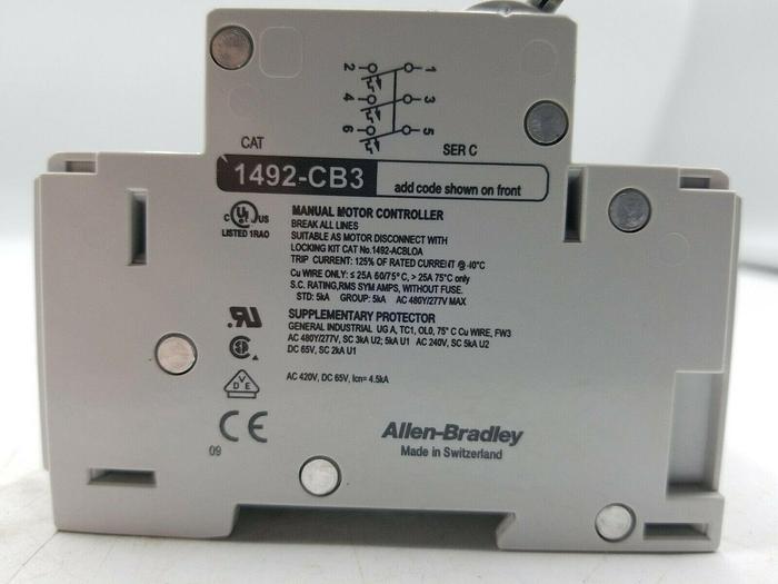 Used ALLEN BRADLEY CIRCUIT BREAKER 1492-CB3 G100