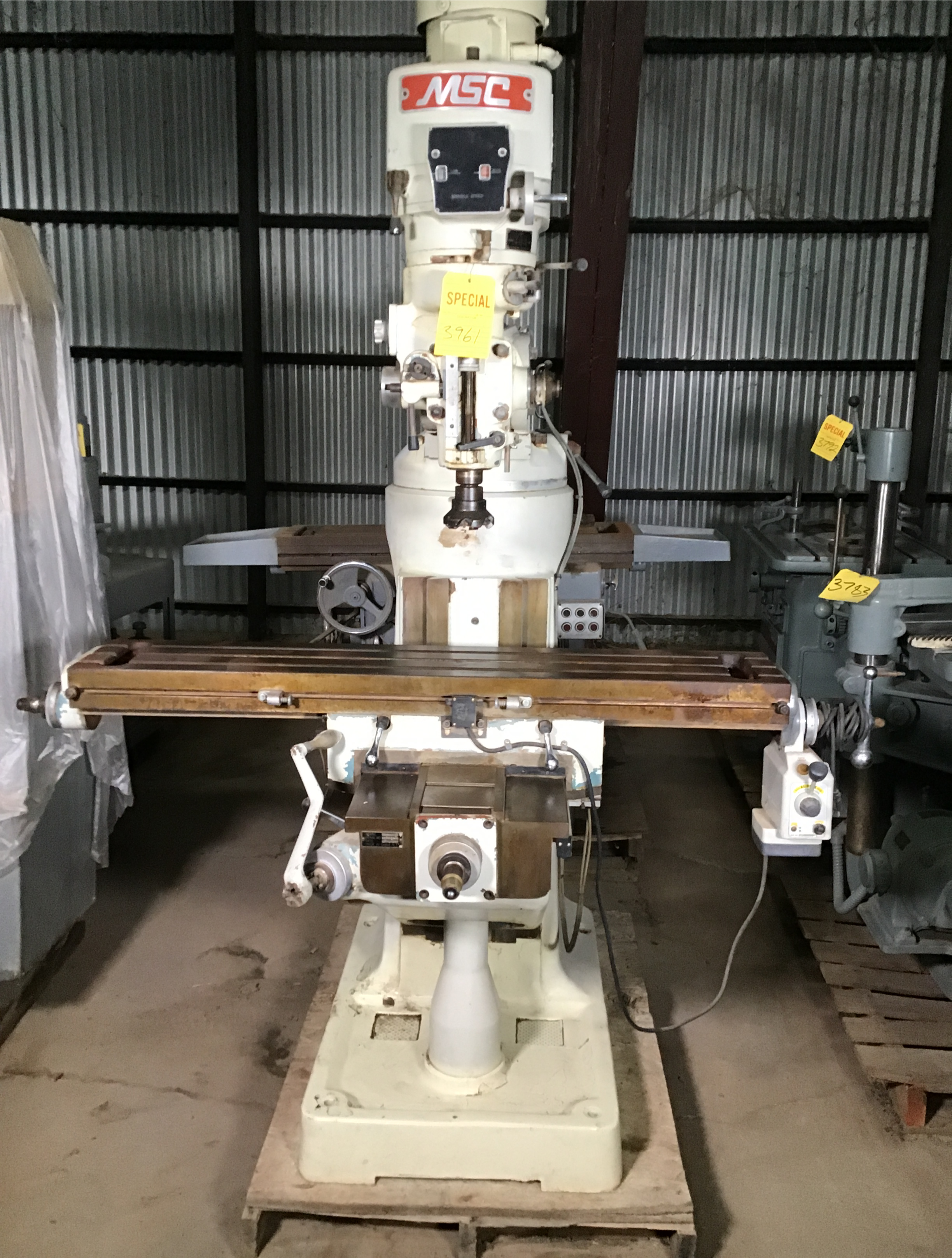 Used MSC #2 Vertical Milling Machine; 2 HP; 9” x 42” Tbl.