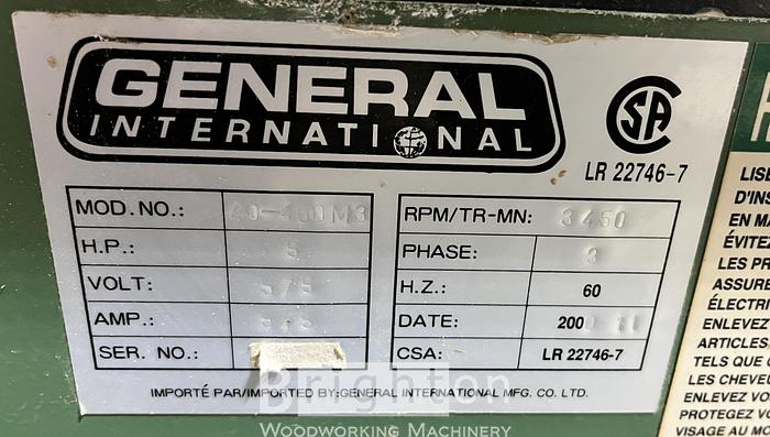 Used 2010 General International 40-400M3 5HP Used Shaper #BM2317