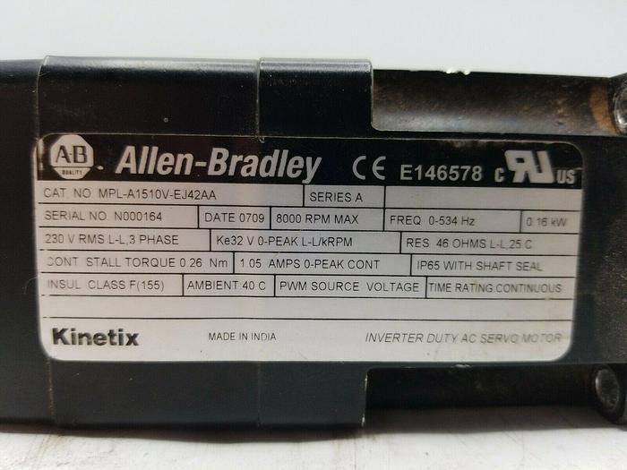Used ALLEN BRADLEY MPL-A1510V-EJ42AA Ser A SAME DAY SHIPPING