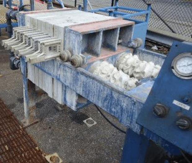 Used 3 CU. FT. HOESCH FILTER PRESS POLYPRO 630MM  AUTOMATIC HYDRAULIC CLOSURE