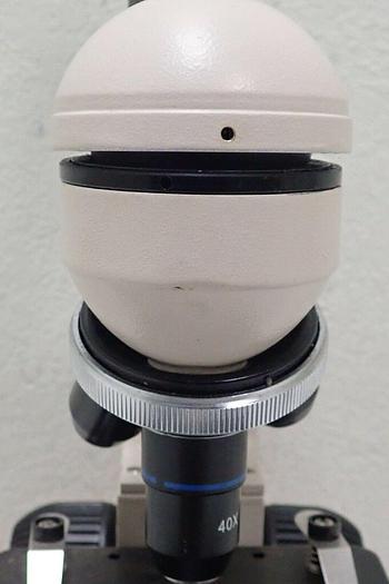 Used Ken A Vision Model T-1201C Monocular Microscope w/ 3 Objectives 4x, 10x, 40x