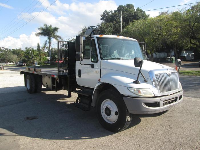 Used 2008 International 4300 Flatbed Crane Truck