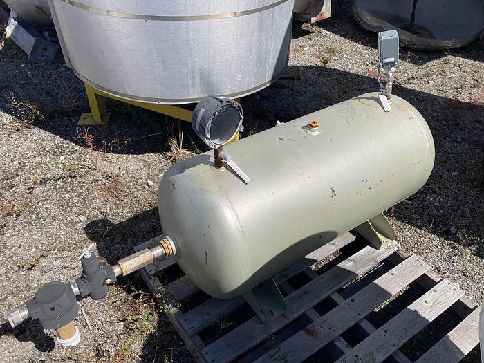 Used Used Steel Fab approximately 40 gallon horizontal carbon steel air receiver.