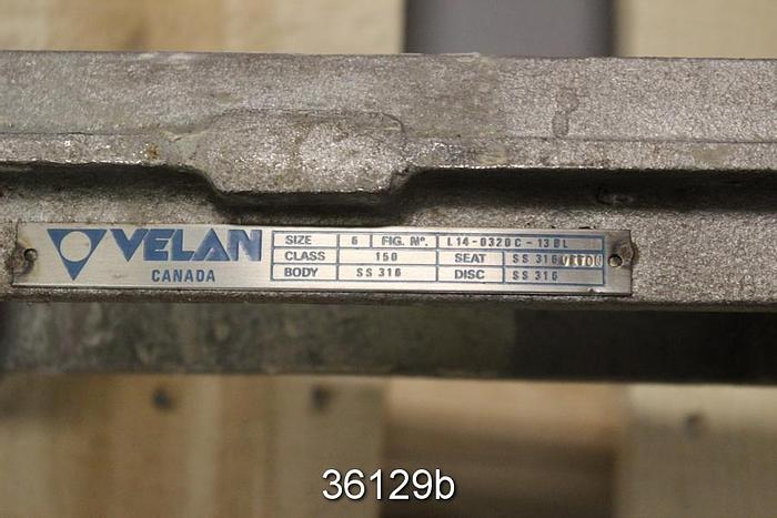 Used Velan 6" Hand Operated Knife Gate Valve, L14-0320C-13BL #36129