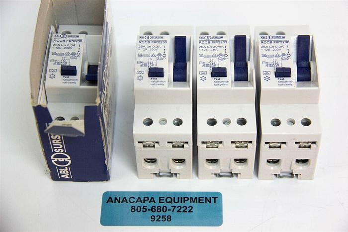 Used ABL RCCB FIP2203, FIP2230 Residual Current Circuit-Breaker Lot of 4 New (9258)K