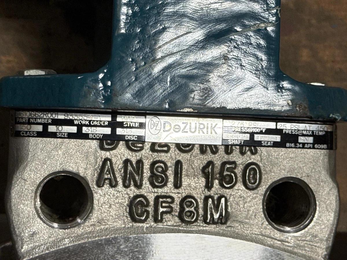 Used DEZURICK 10" 150 LB LUG HI PERF BUTTERFLY VALVE BHP 9610662R001 2YGA 2YGB 2YGC