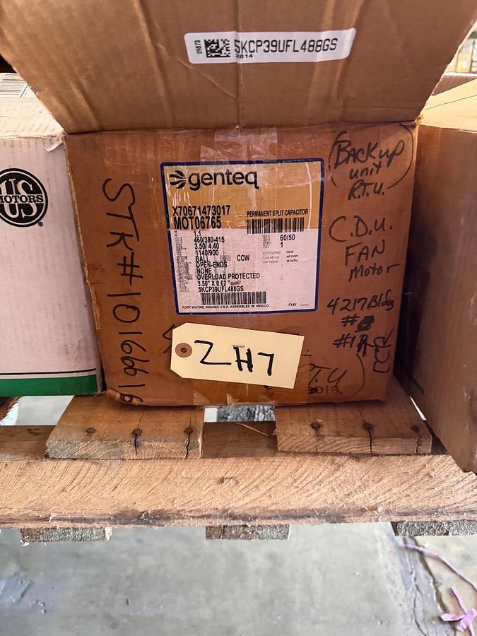 GENTEQ Motor 1.1 HP MODEL MOT06765 L488GS ZH7 ZI6 ZL4 1140/900 RPM 460/380-415 3