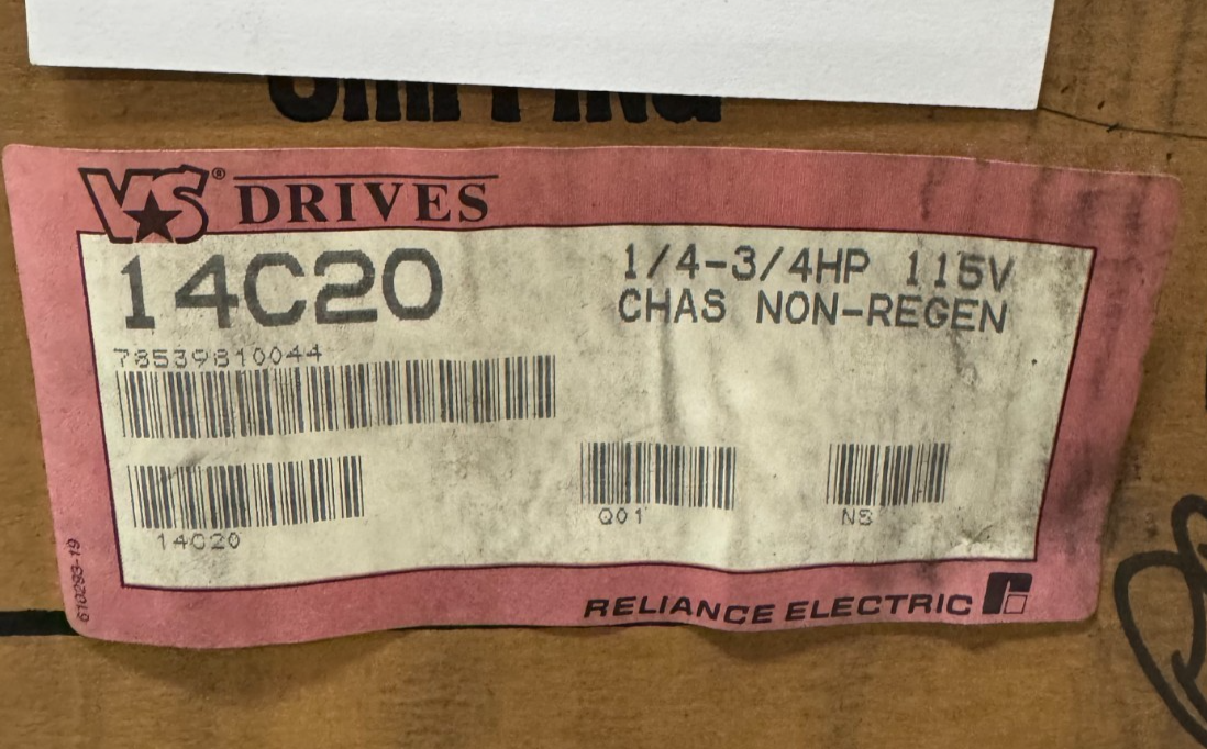 Reliance Motor Drive model 14C200 L12 1/4-3/4 HP 115 V Chas Non Regen