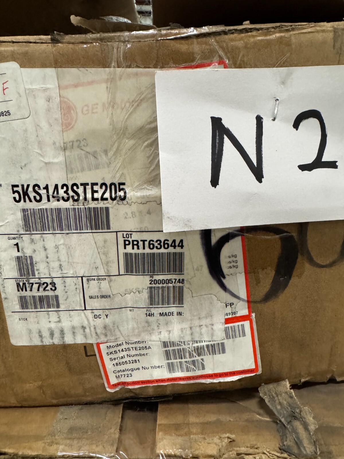 GE MOTOR N2 1 HP  5KS143STE205A 1750 RPM 208-230/460 V 2.8 1.4 AMP 3 PH  FR 143T
