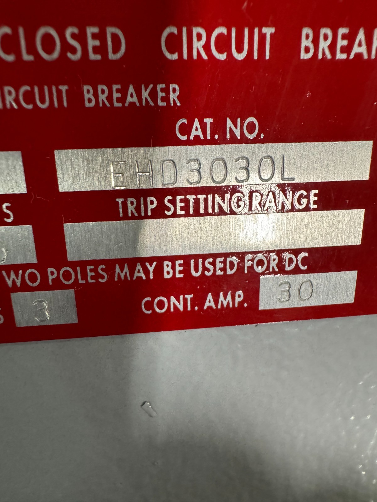 APPLETON EXPLOSION PROOF BREAKER V58 30 AMP 600 V 3 POLE 3 PH EHD3030L