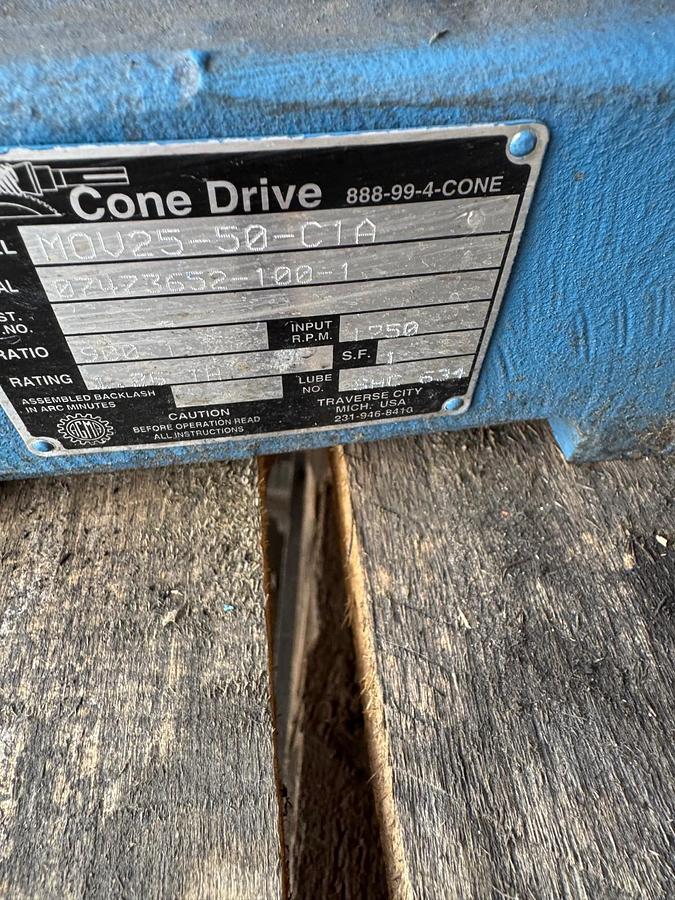 CONE DRIVE GEAR REDUCER WA52 WA53 MUV25-50-C1A 1755 RPM RATIO 900 TO 1