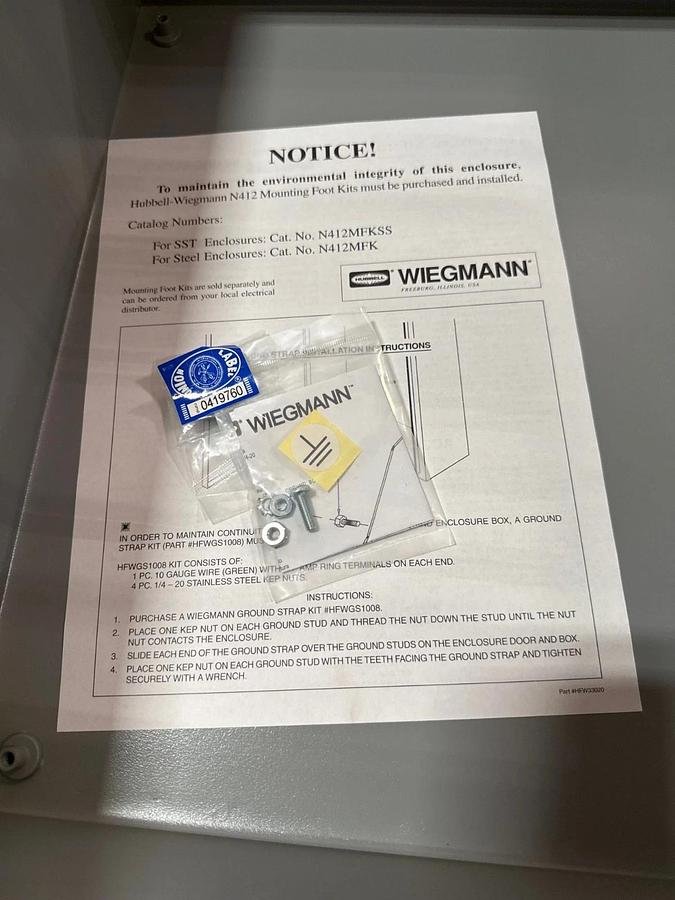 WIEGMANN ENCLOSURE MODEL B161406CH 16' X 14' X 6' AD10B STEEL JIC ENCLOSURE
