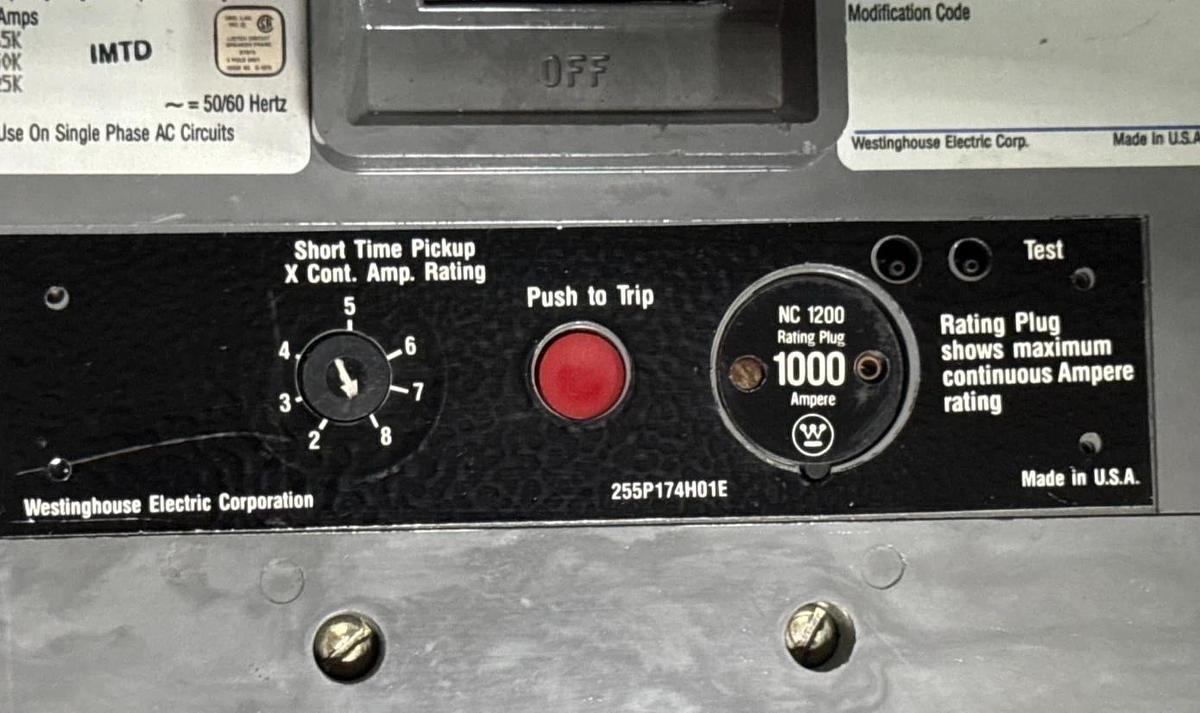 Refurbished WESTINGHOUSE SELTRONIC 1200 AMP BREAKER 2YU7 HNC31200F FRAME HNC 1200A 1KA TRIP