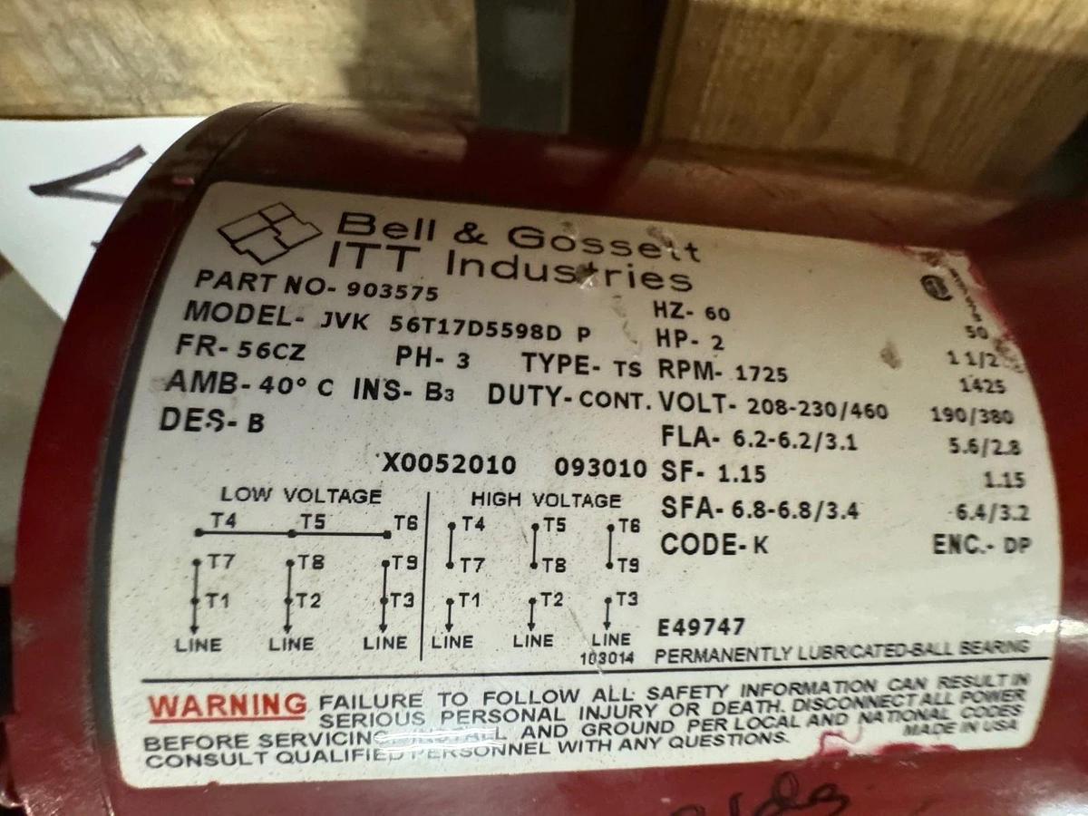 Bell & Gossett 2" X 2" X 7" CENTRIFUGAL PUMP VA17C F MODEL W72754 619-T 2x7