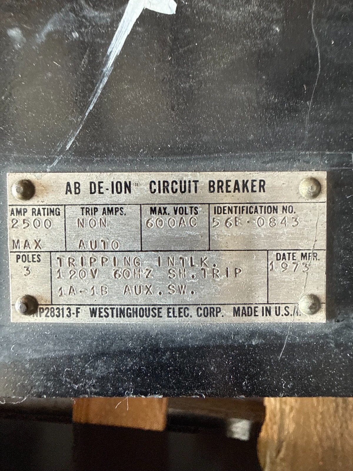 Refurbished Westinghouse Breaker 2500 AMP MODEL PC250016 2KA PC FR  600V 2000 AMP TRIP 2YW5