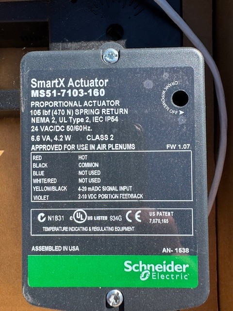 SCHNEIDER ELECTRIC SMART X ACTUATOR MS51-7103-160 XC7