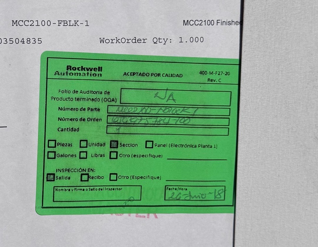 MOTOR CONTROL CENTER ABB MCC2100-FBLK-1 600 AMP VA12D  CAT # 6503975784/100