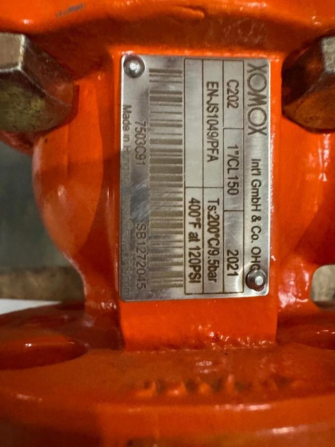 1" 150 TEFLON LINED CHECK VALVE XOMOX C20 DI X TFE VA20E