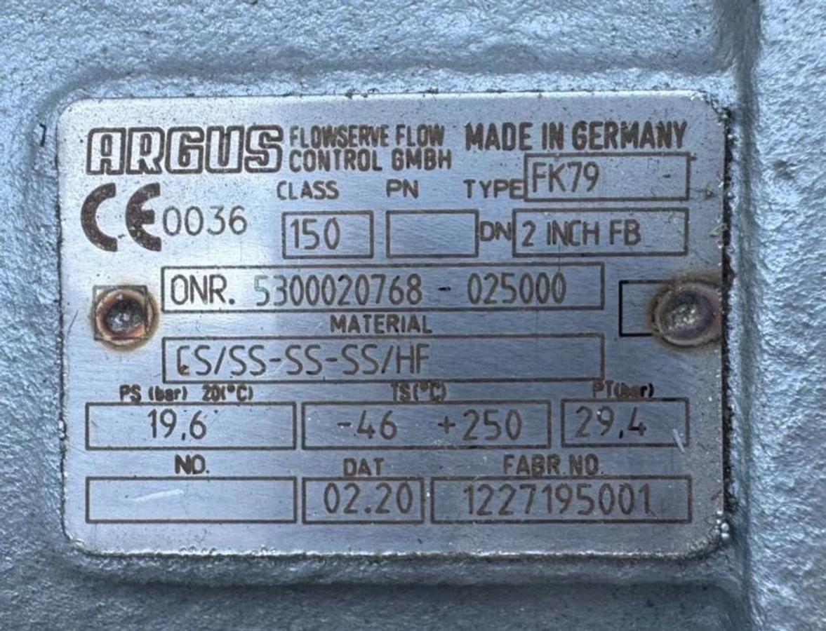 ARGUS 2" 150 RF FP BALL VALVE FK79 V40 41 CS BODY WITH AUTOMAX ACTUATOR S150S05