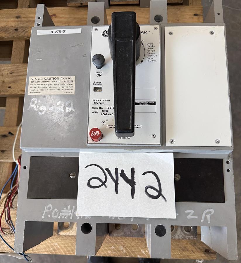 Refurbished GE 1600 AMP Power Break I Breaker MODEL TPY5616 2YY2 2YY3 1600A TRIP FULL SZ FRAME CAT TPY5616 TRIP PLUG AND AUX A B 24VUVR