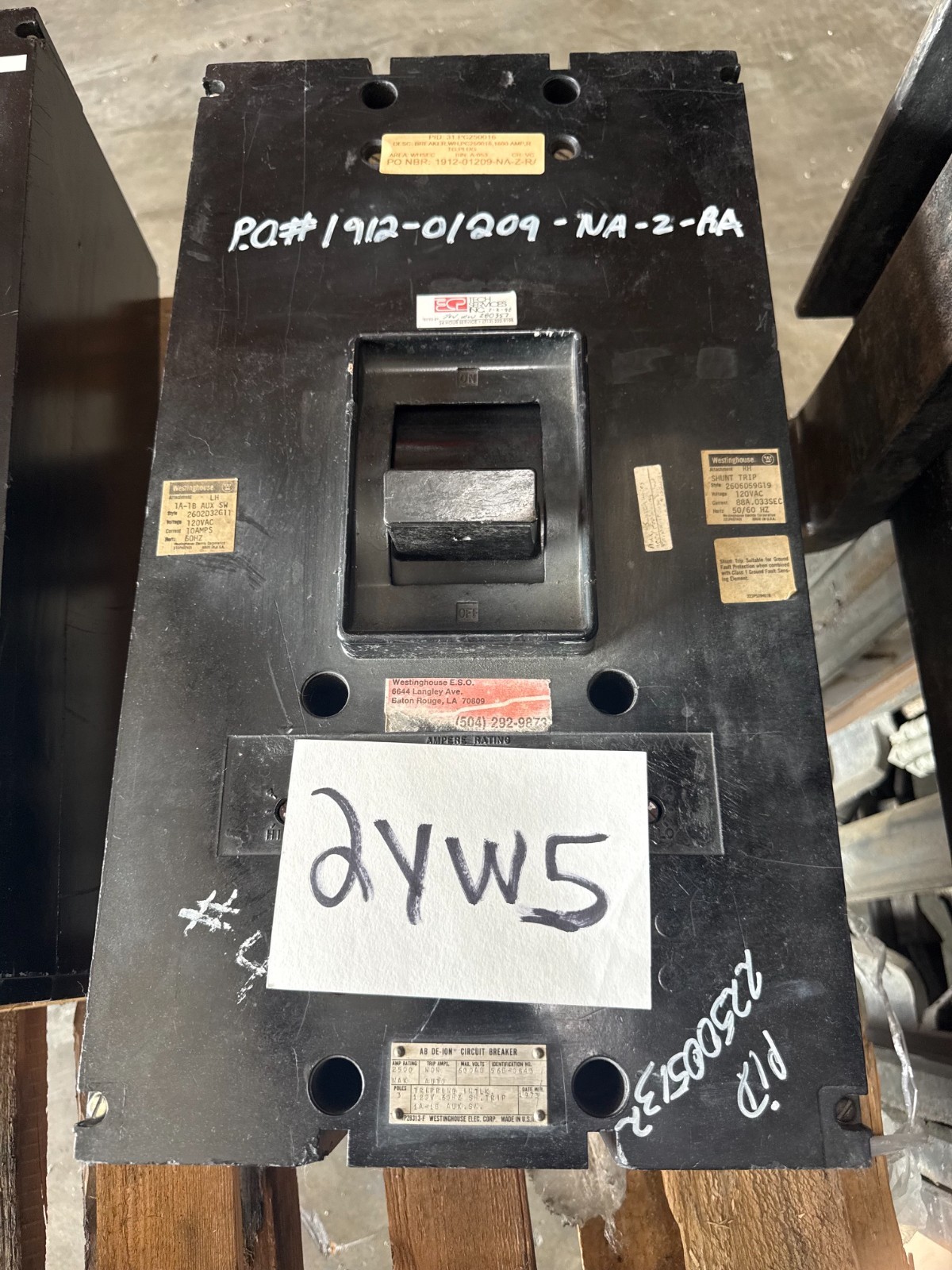 Refurbished Westinghouse Breaker 2500 AMP MODEL PC250016 2KA PC FR  600V 2000 AMP TRIP 2YW5