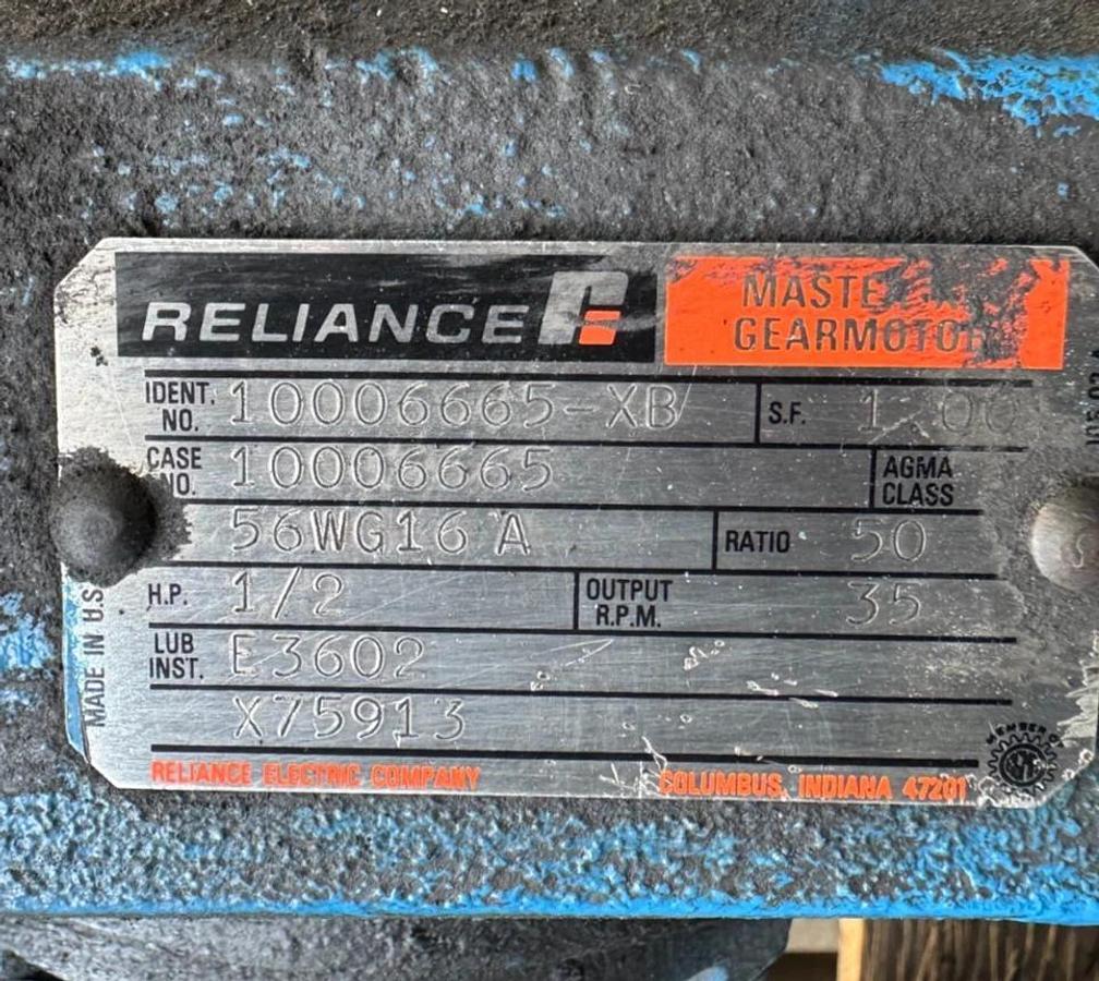 RELIANCE Gear Motor CC6 1/2 HP MODEL 56WG16 A 1725 TO 35 RPM 230/460 V