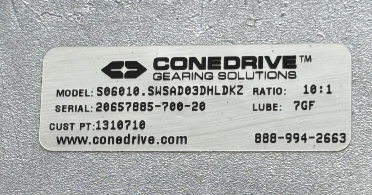 CONEDRIVE GEAR REDUCER 1XWI MOD SO6010.SWSAD03DHLDKZ 10 TO 1 RATIO