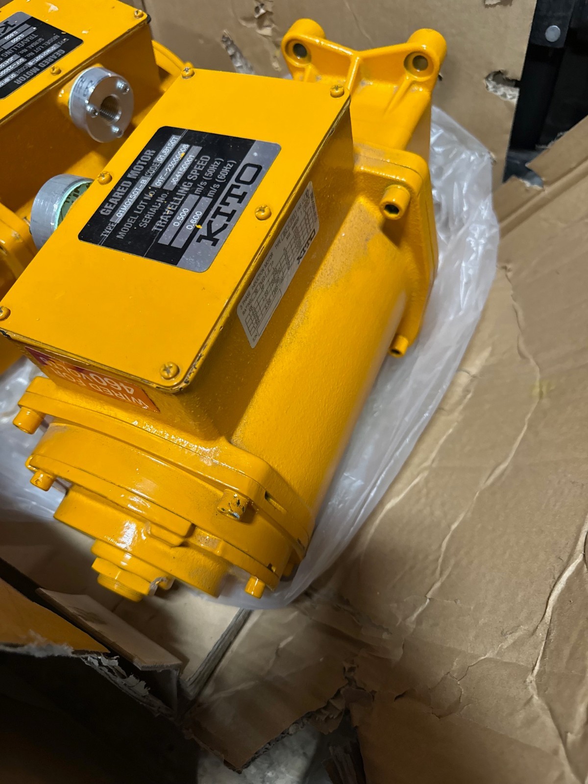 Used KITO OVERHEAD CRANE GEAR MOTOR MODEL G1MO150-B G1JB150T .60 M/S 2 HP 2YAC