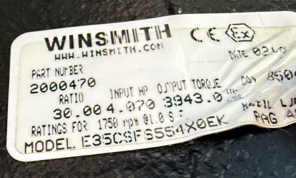 WINSMITH GEAR REDUCER 1XVA MODEL E35CSFS5541X0EK RPM IN 30 TO 1 RATIO