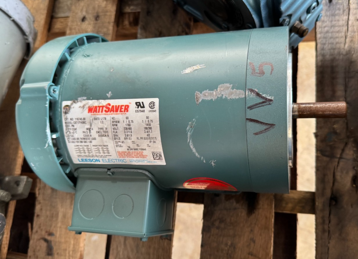 LEESON MOTOR VV5 1 HP MODEL C6T17FK98C 1760RPM 230/190/460/380 V  3PH 3.2/1.6A