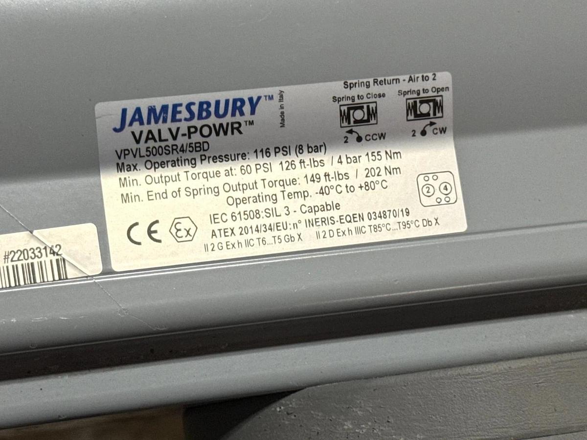 Used EFMequipment 29" BF DAMPER VALVE 503057 WITH JAMESBURY VALV-POWR ACTUATER 2YE