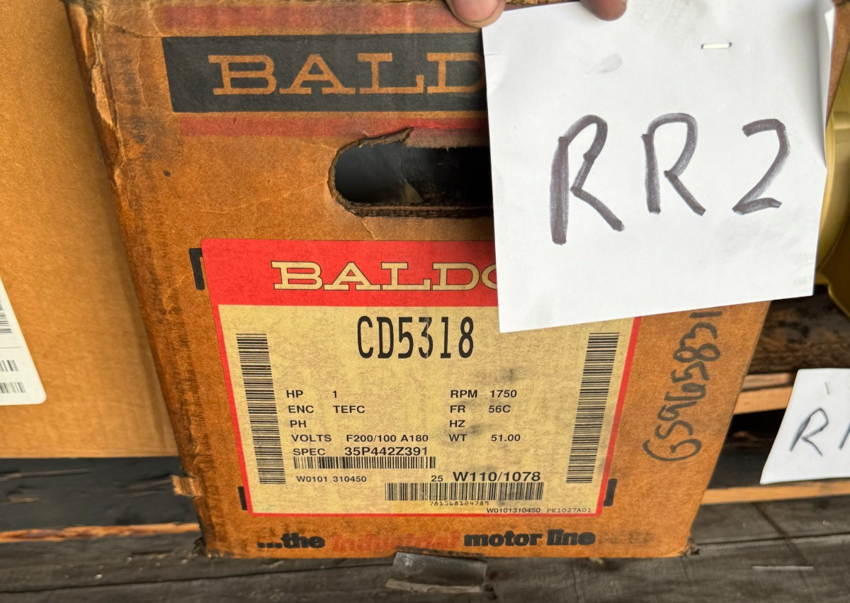 BALDOR DC MOTOR RR2 1 HP MODEL CD5318 1750 RPM 180 V 3 PH 5/.4  AMP FR 56C