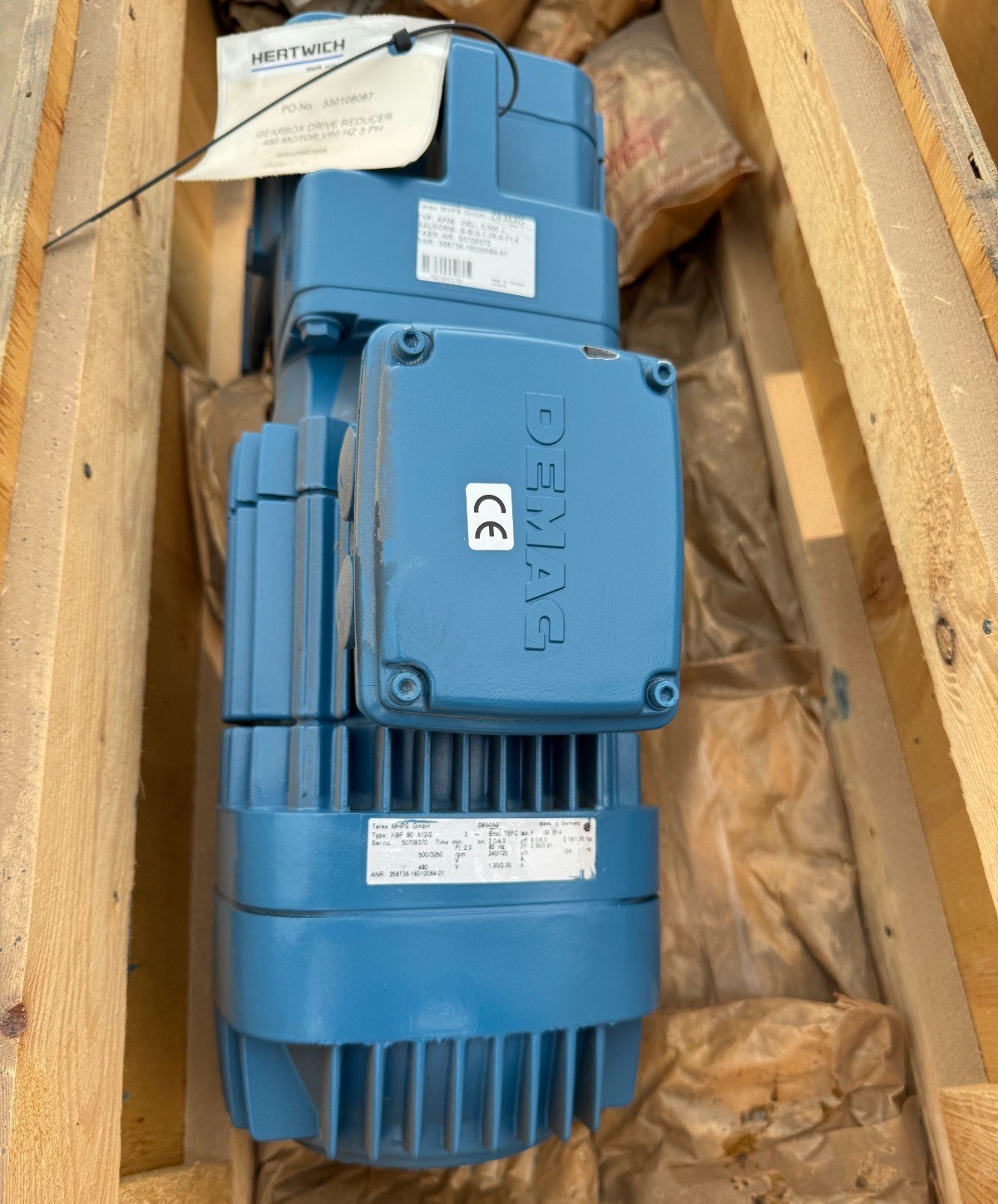 DEMAG CRANE GEAR MOTOR 9 .15 HP HH2 KBF 90 A12/2 500-240/3250-120 RPM