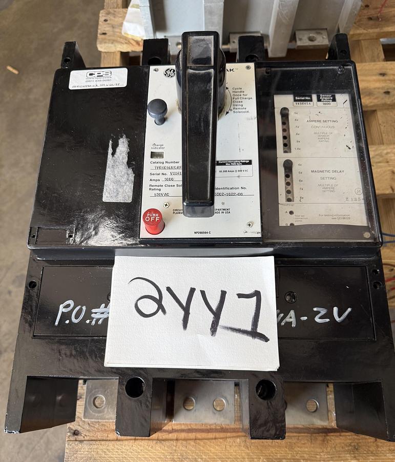 Refurbished GE 1600 AMP Power Break I Breaker MODEL TPR5616QARHC 1600A TRIP FULL SZ FRAME CAT TPY5616 TRIP PLUG AND AUX A B 24VUVR
