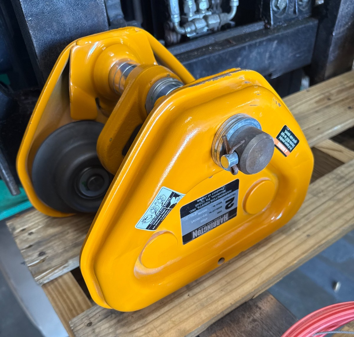 Used Harrington Pneumatic Hoist 2 Ton TCK2000-P2  WITH TROLLEY 2YR3-9