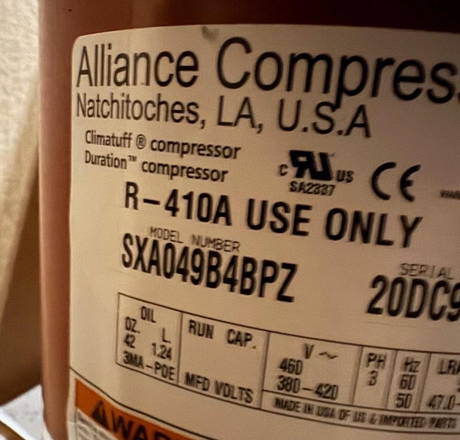 Alliance Compressor Air Conditioning Scroll Compressor R 410A SXA049B4BPZ VA14B