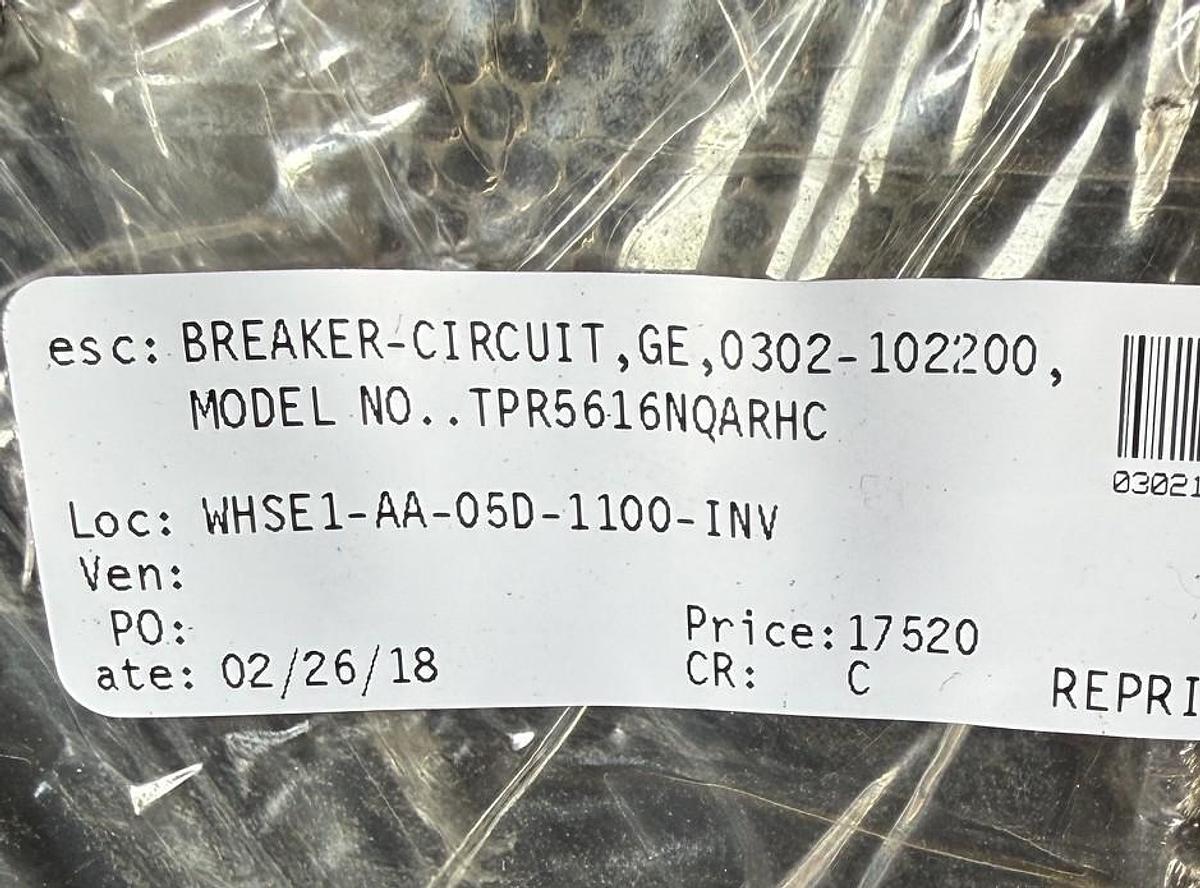 Refurbished GE 1600 AMP Power Break I Breaker MODEL TPR5616QARHC 1600A TRIP FULL SZ FRAME CAT TPY5616 TRIP PLUG AND AUX A B 24VUVR