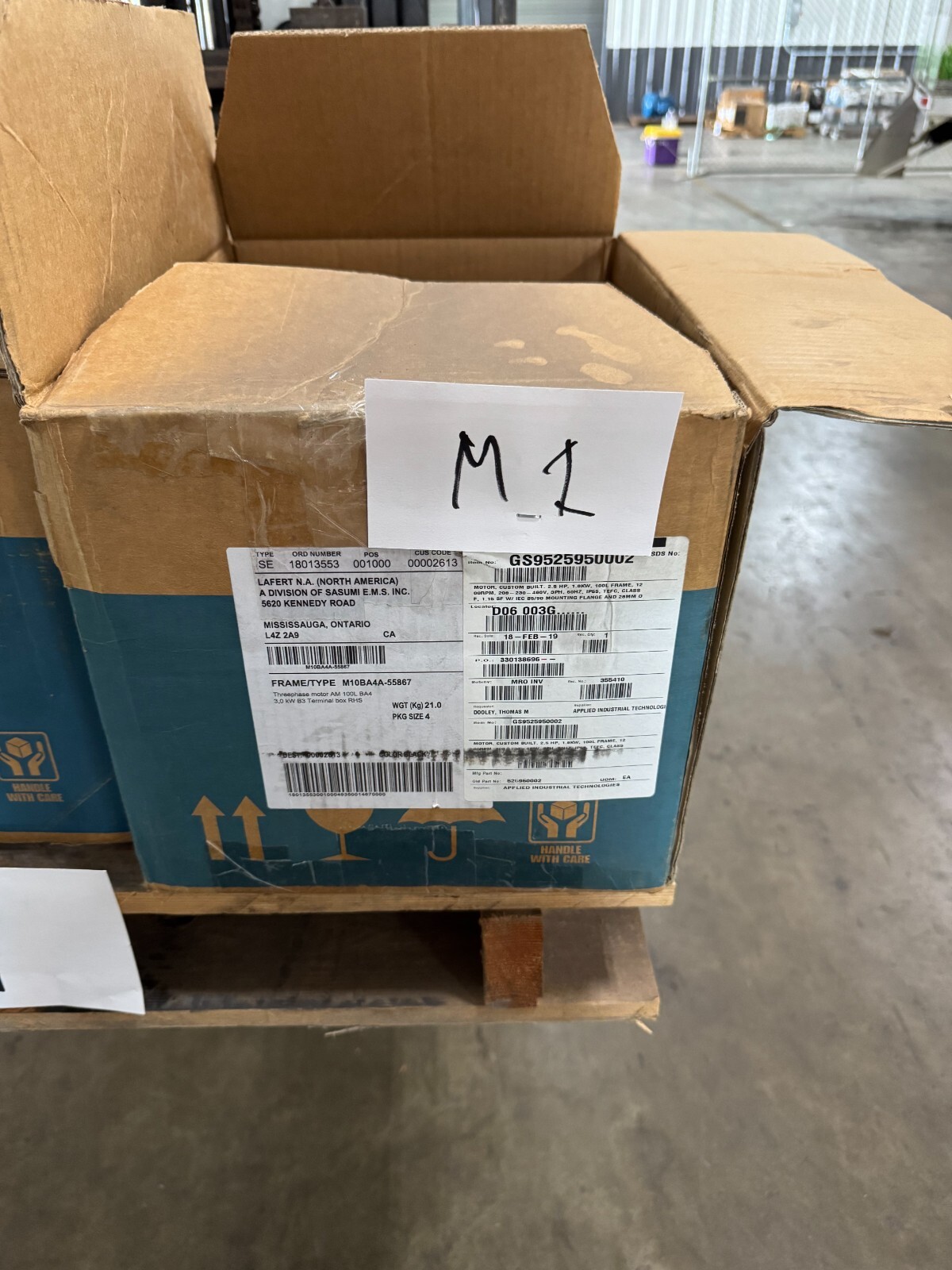 LAFERT MOTOR M1 2 1/2 HP MODEL ST100LS6 1200 RPM 208-230/460V 3 PH FR 1100L