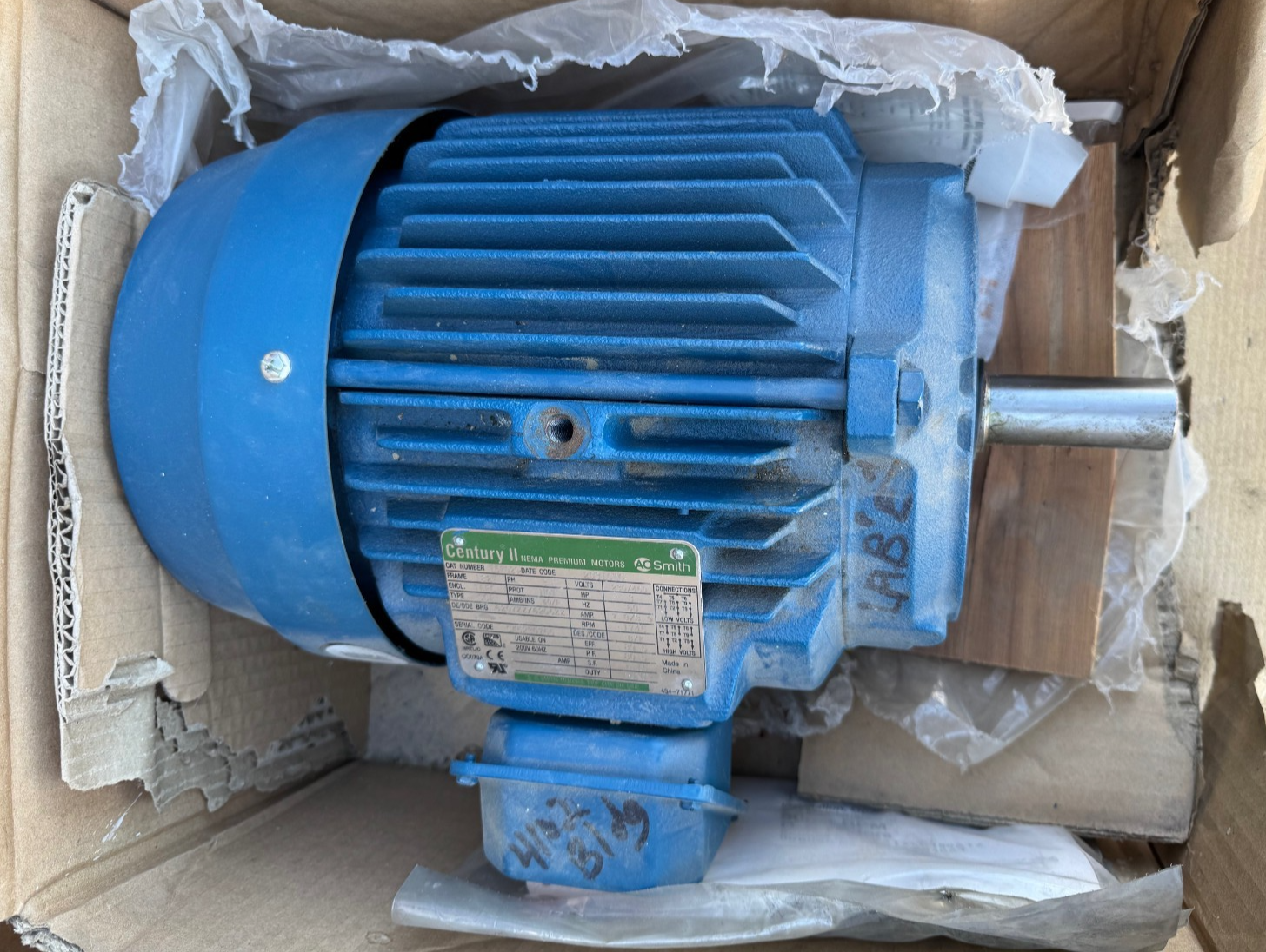 AO SMITH CENTRY II Motor 3 HP MODEL T57029 WA10B 1745 RPM 230/460 V7.2/8.9 AMP