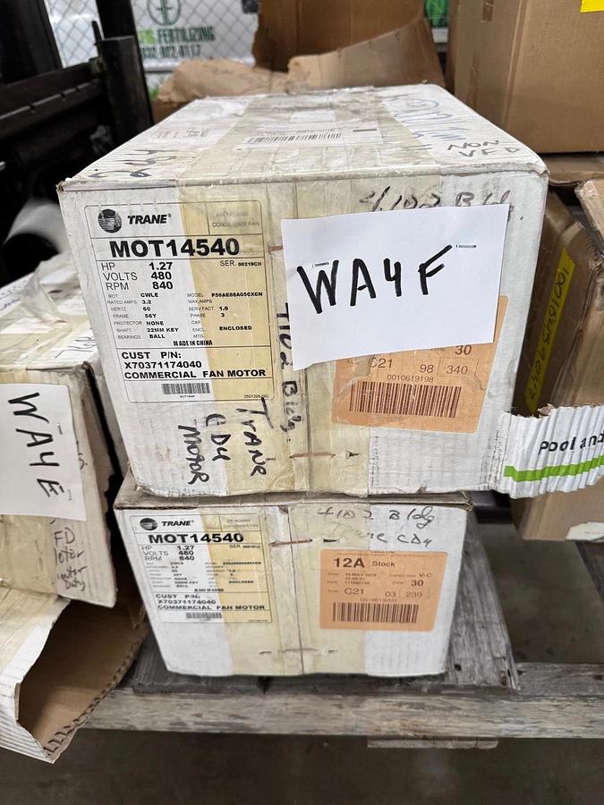 TRANE Motor 1.27 HP MODEL MOT14541 WA4F 840 RPM 480V 3.2 AMP 3 PH FRAME 56Y