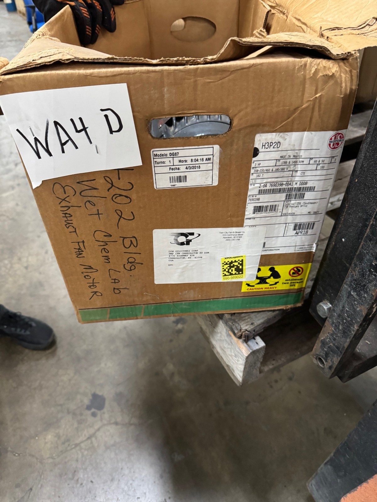 US MOTORS MOTOR MODEL H3P2D MODEL DG87 WA4D 3 HP 208-230/460 V  1765 RPM